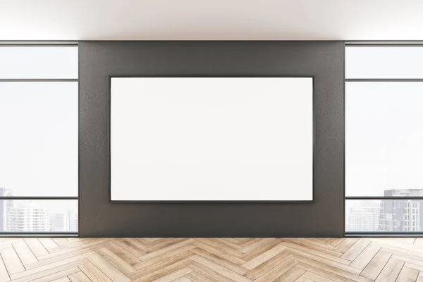 Galleri interiör med blank skylt på vägg — Stockfoto