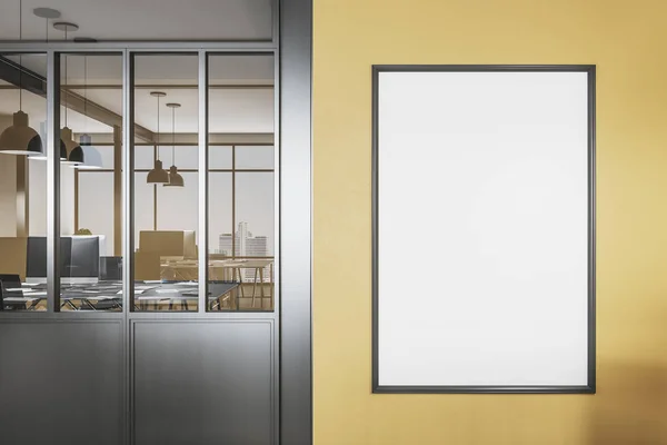 Office interior with blank poster on wall. — 스톡 사진