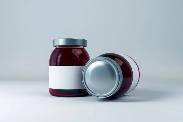 Blank label two brown jar — 스톡 사진