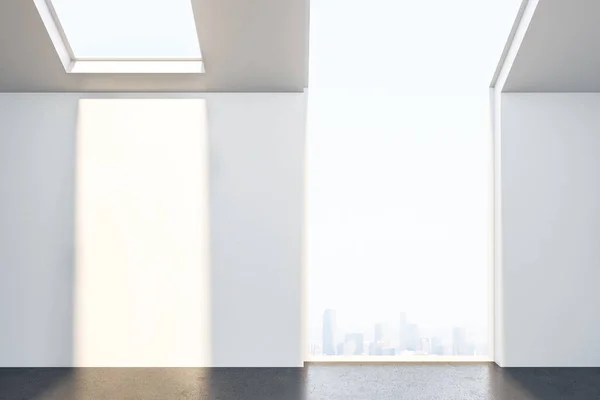 Habitación interior del ático minimalista con ventana del techo —  Fotos de Stock