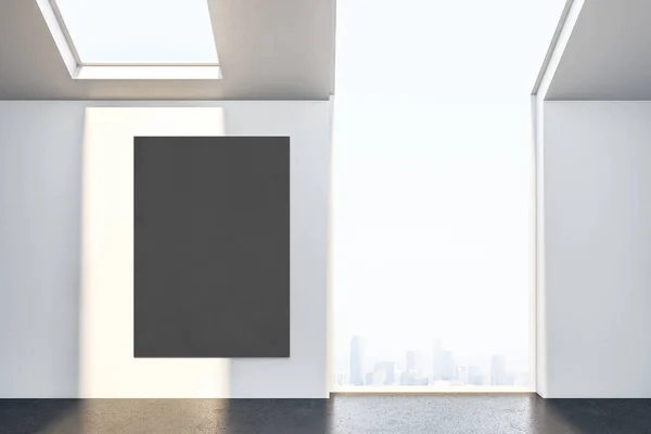 Chambre intérieure grenier contemporaine avec affiche noire vide — Photo