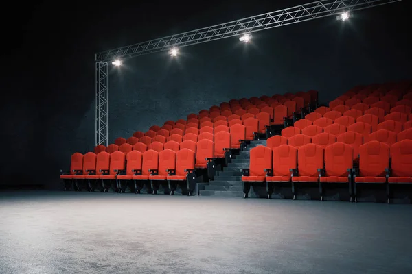 Modern movie theater with red chairs — 스톡 사진