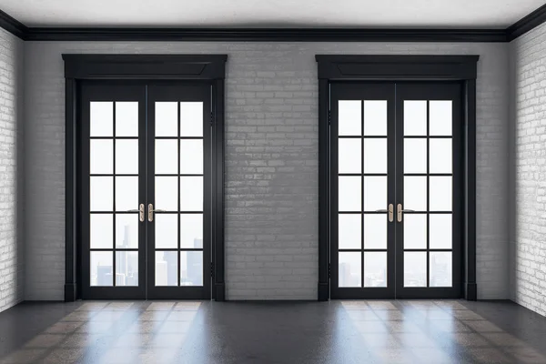Dvě dřevěné dveře v klasickém interiéru — Stock fotografie