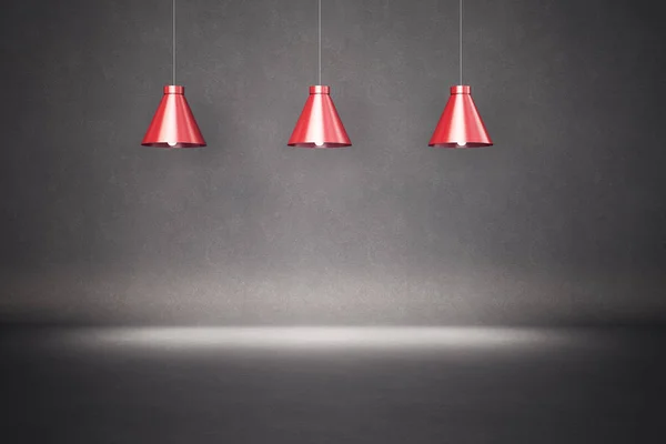 Three red ceiling lamp — 스톡 사진