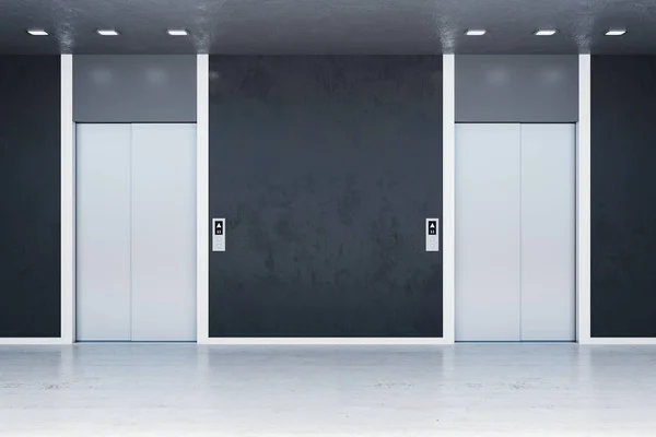 Сучасний офісний інтер'єр з двома ліфтами — стокове фото