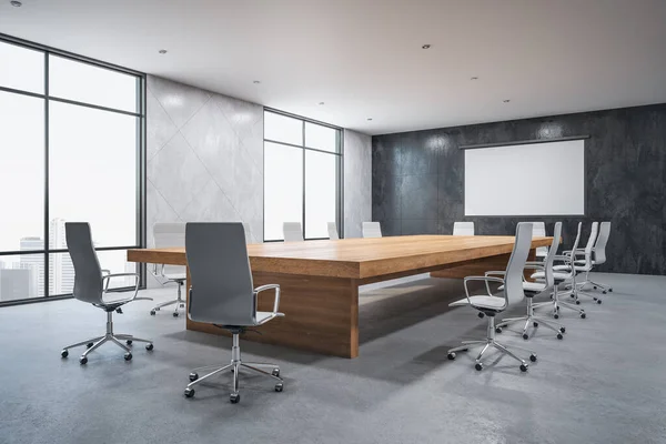 Contemporary conference office interior with screen — Stock Photo, Image