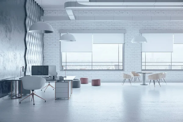 Moderna sala interna soppalco con posto di lavoro — Foto Stock