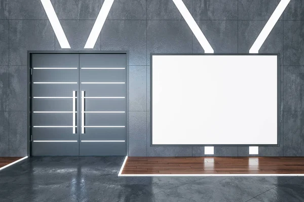 Futurista salón vacío interior con cartel en blanco en la pared . — Foto de Stock