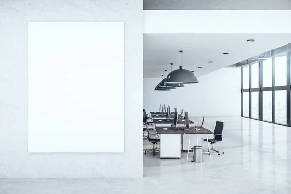 Contemporary office interior with blank billboard — Stock Photo, Image