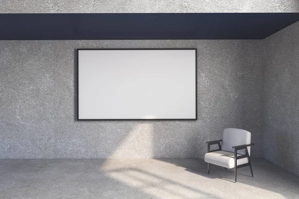하얀 의자와 백지 광고판 이 있는 거실 내부 — 스톡 사진