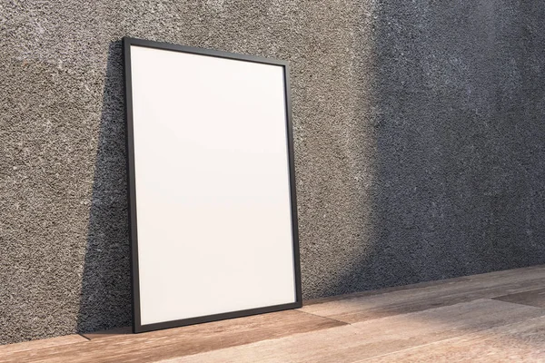 Blank placard standing on wooden floo — Stock Photo, Image