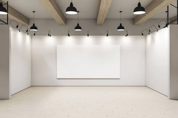 Contemporary gallery interior with blank billboard — Stockfoto