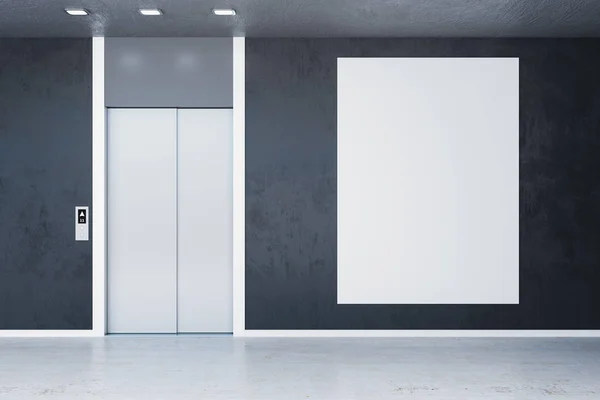 Minimalistic concrete interior with elevator — Stock Photo, Image