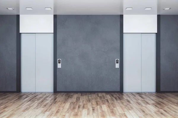 Minimalistic office interior with two elevator. — Stock Photo, Image