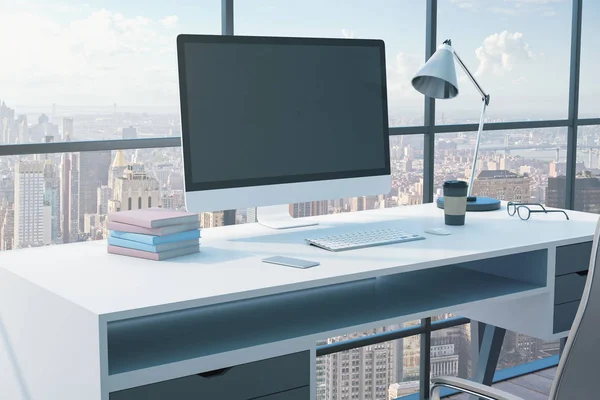 Office arbetsplats med dator — Stockfoto