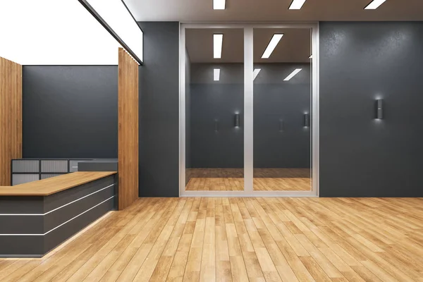 Moderno Vestíbulo Madera Interior Con Recepción Concepto Lugar Trabajo Estilo — Foto de Stock