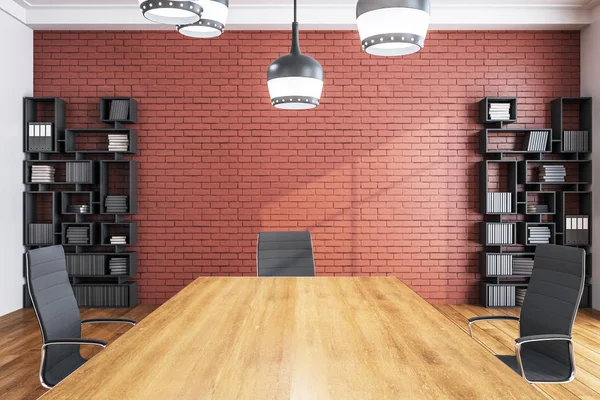 Sitzungssaal Büro Und Regale Mit Büchern Arbeitsplatz Und Lebensstilkonzept Darstellung — Stockfoto