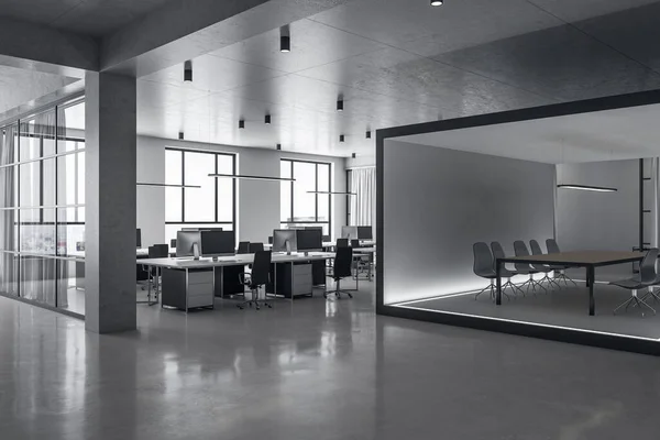 Interiorul Biroului Coworking Masa Conferințe Cub Abstract Conceptul Loc Muncă — Fotografie, imagine de stoc