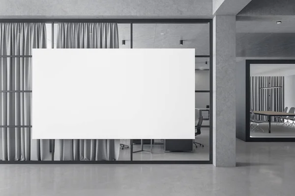 Moderne Coworking Office Interieur Met Apparatuur Blanco Banner Rendering — Stockfoto