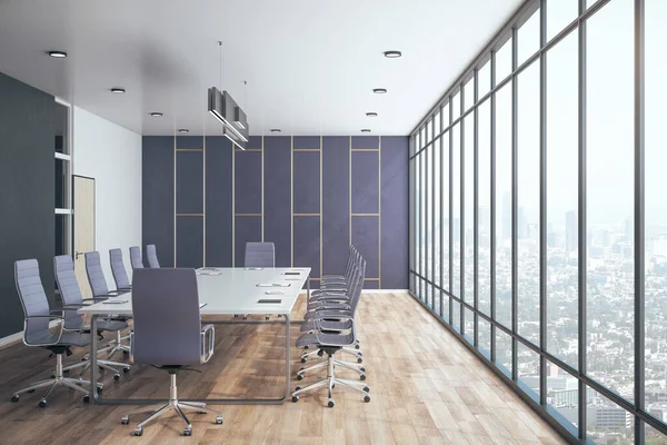 Modern Conference Office Interior Panoramic Megapolis City View Workplace Lifestyle — Stock Photo, Image