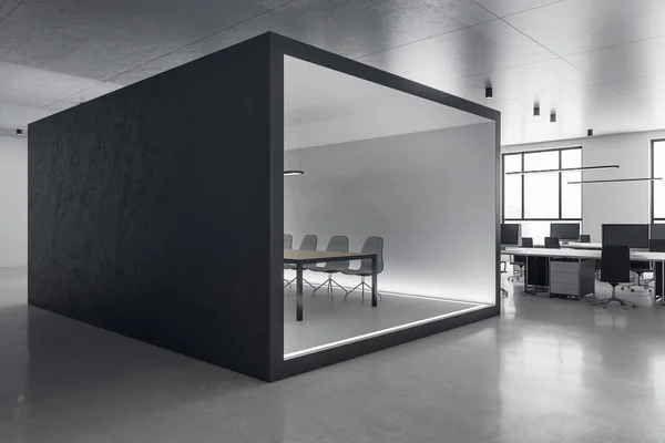Moderna Mesa Conferencias Cubo Abstracto Interior Oficina Coworking Concepto Lugar — Foto de Stock