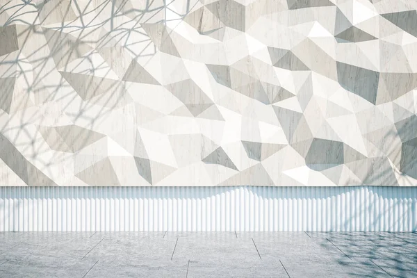 Beyaz Poligonal Duvarın Beton Zeminin Görüntüsü Sanat Tasarım Konsepti Modifiye — Stok fotoğraf
