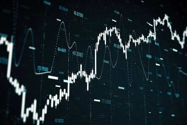 Tela Digital Com Gráficos Ações Estatísticas Conceito Sucesso Empresarial Financeiro — Fotografia de Stock