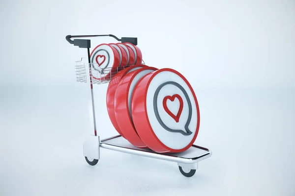 Shopping Cart Heart Symbol Sale Romance Concept Rendering — Stock Photo, Image