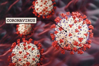 Kırmızı mikroorganizma Coronavirus 2019-ncov. Coronavirus helath kriz konsepti. Kapat, 3d Hazırlama