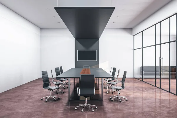 Modern Meeting Room Interior Blank Screen Wall Business Teamwork Concept — Stock Photo, Image