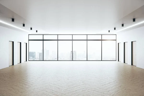 Moderno Interno Sala Con Grande Finestra Vista Sulla Città Megapoli — Foto Stock