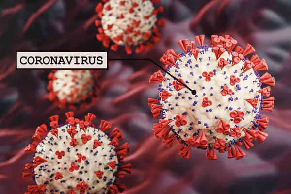 Microorganismo Rojo Coronavirus 2019 Ncov Concepto Crisis Helath Coronavirus Cerca — Foto de Stock