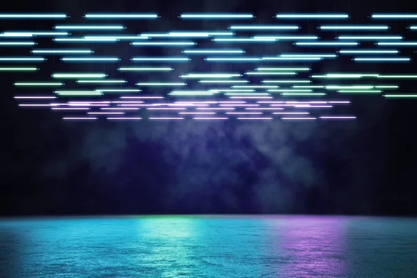 Nowoczesna Pusta Hala Wystawowa Czystymi Farbami Ściennymi Neonowymi Futurystyczne Prezentacyjne — Zdjęcie stockowe