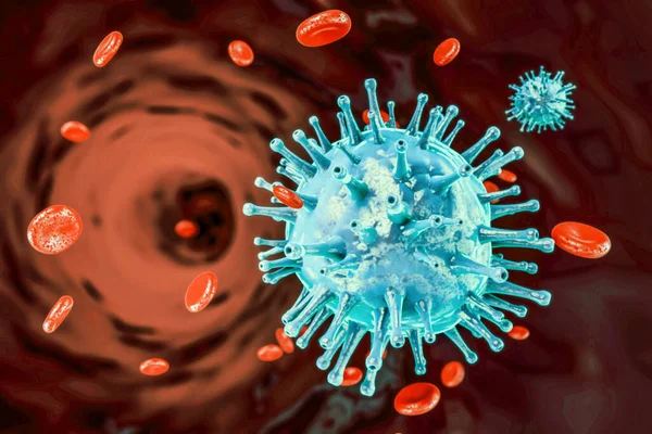 Coronavirus Bleu 2019 Ncov Cellules Corps Sanguins Concept Santé Immunologie — Photo