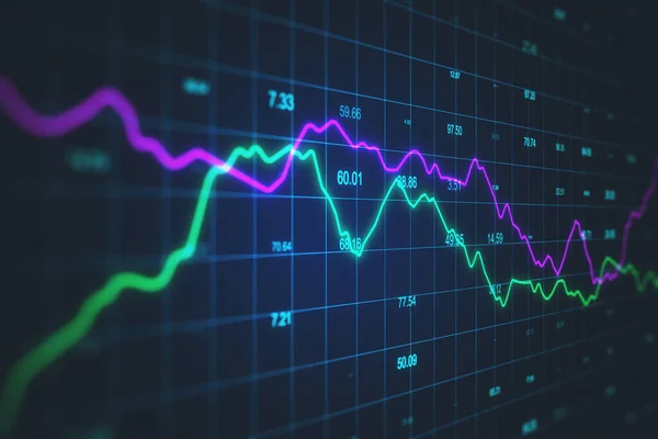 Gráfico Criativo Com Gráfico Castiçal Tela Virtual Conceito Sucesso Empresarial — Fotografia de Stock