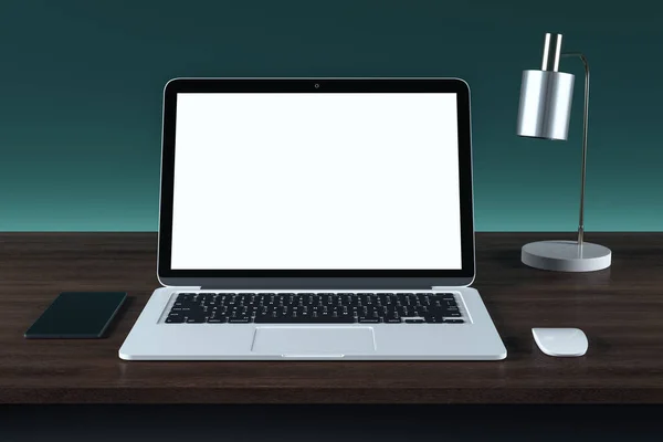 Modern Arbetsplats Med Laptop Och Förnödenheter Förlöjliga Dig Begreppet Arbetsplats — Stockfoto