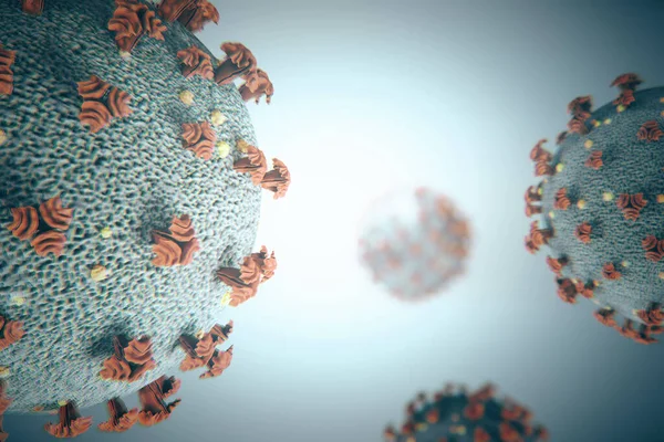 ウイルス細胞コロナウイルス2019 Nconv コロナウイルスのヘルス危機の概念 3Dレンダリング — ストック写真