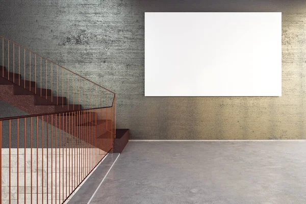 Escaleras Hormigón Edificio Oficinas Con Pancarta Vacía Pared Concepto Rendimiento —  Fotos de Stock