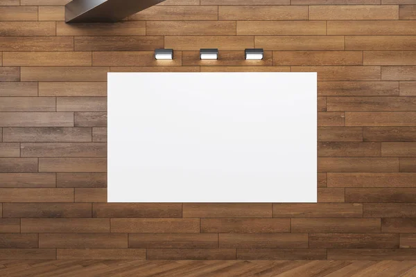 Minimalistyczne Drewniane Wnętrze Biurowe Pustym Transparentem Ścianie Koncepcja Prezentacji Renderowanie — Zdjęcie stockowe