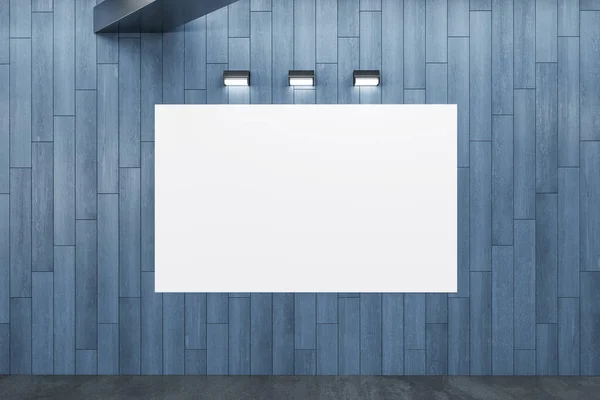 Ξύλινο Εσωτερικό Γραφείο Λευκή Αφίσα Στον Τοίχο Έννοια Παρουσίασης Απόδοση — Φωτογραφία Αρχείου