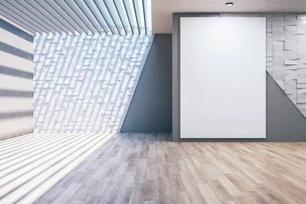 Ruang Galeri Modern Dengan Spanduk Kosong Dinding Konsep Presentasi Mock — Stok Foto