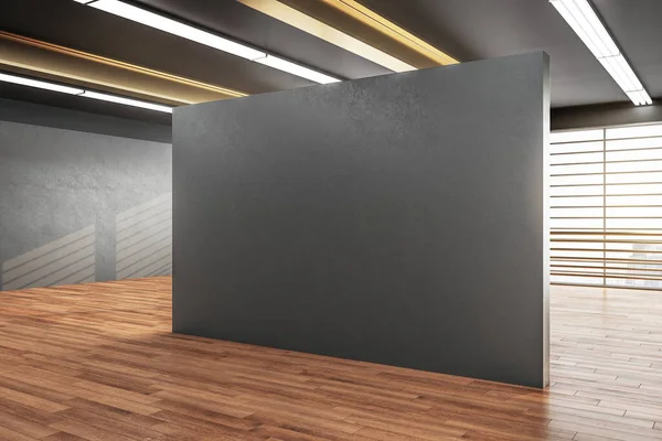 Modern Galerie Interieur Met Uitzicht Stad Blanco Grijze Muur Museum — Stockfoto