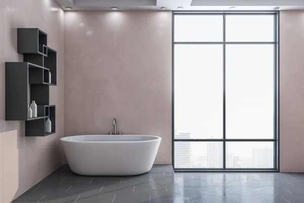 现代化的浴室内部装饰物和城市生活方式 风格和卫生概念 3D渲染 — 图库照片