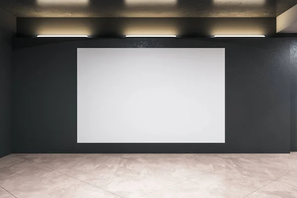 Minimalistisch Betonnen Interieur Met Blanco Banner Aan Muur Presentatie Concept — Stockfoto