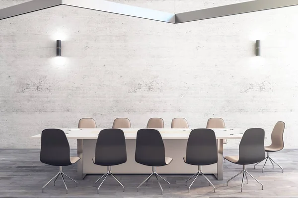 Moderno Interior Sala Reuniões Com Parede Branco Local Trabalho Conceito — Fotografia de Stock