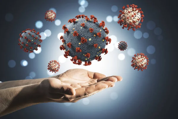 Ręce Trzymające Szary Koronawirus 2019 Ncov Infekcji Grypy Koncepcja Kryzysu — Zdjęcie stockowe
