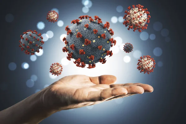 Ele Tutuşan Virüs Hücreleri Coronavirus 2019 Ncov Coronavirus Helath Kriz — Stok fotoğraf
