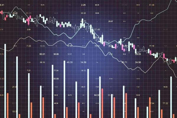 ローソク足グラフで創造的な暗い外国為替チャートの背景 貿易と金融の概念 レンダリング — ストック写真