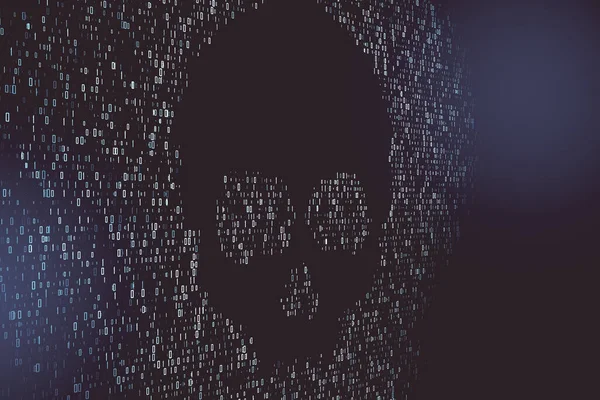 Forma Cráneo Abstracto Pantalla Virtal Virus Informático Concepto Ataque Hacker —  Fotos de Stock