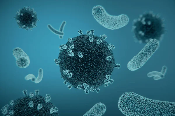 Células Virales Coronavirus 2019 Ncov Concepto Crisis Helath Coronavirus Renderizado — Foto de Stock